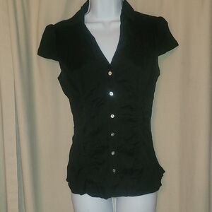 Express Black Short-Sleeve Button-Front Shirt